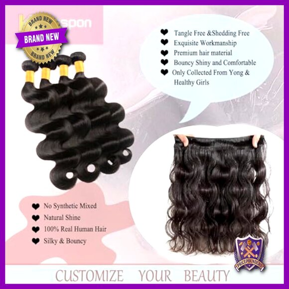 4 Bundles 12A Brazilian Virgin Hair Extensions 20-26 Inch Body Wave